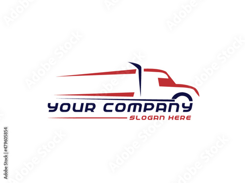 Flat truck design logos free vector and template
