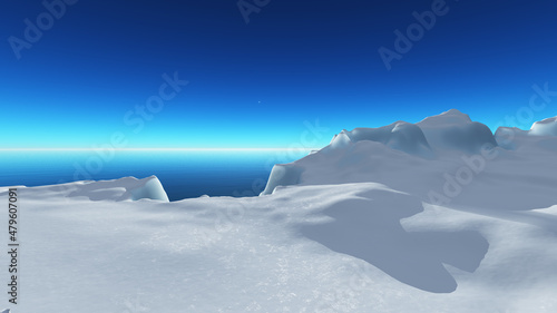 Fotografie, Obraz Ice berg on see 3d render