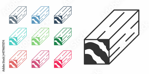 Black Wooden beam icon isolated on white background. Lumber beam plank. Set icons colorful. Vector