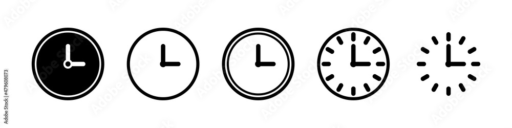 Clock icons. Set of clock icon. Time and clocks line icons set. Vector collection Clock icons. Set of clock icon. Time and clocks line icons set. Vector collection