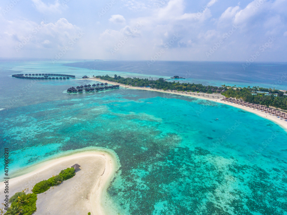 An aerial view on Olhuveli island in Maldives