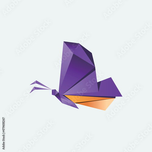 origami polygonal  geometric butterfly logo design