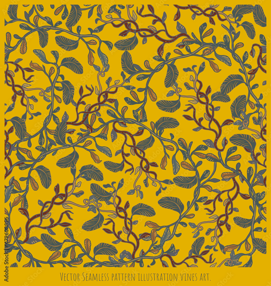 Obraz premium Seamless pattern illustration vines art.