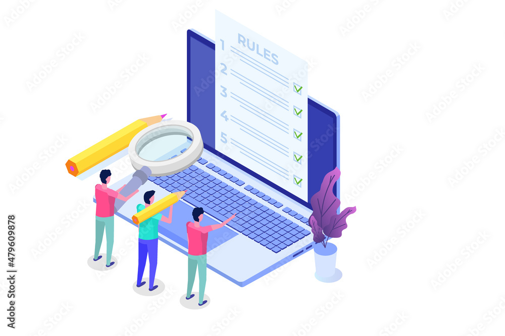 Regulation Compliance, list of rules law isometric concept. Vector Illustrations Regulation Compliance, list of rules law isometric concept. Vector Illustrations