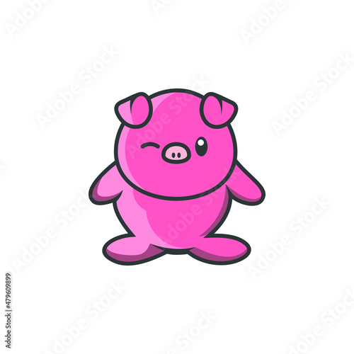 Cute pig cartoon icon  vector illustration