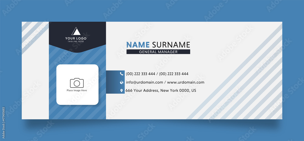 Modern email signature template with an author photo place editable layout design Modern email signature template with an author photo place editable layout design