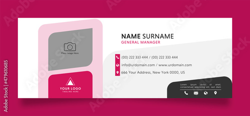 modern email esignature template with an author photo place