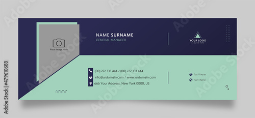 Modern email signature template with an author photo place editable layout design