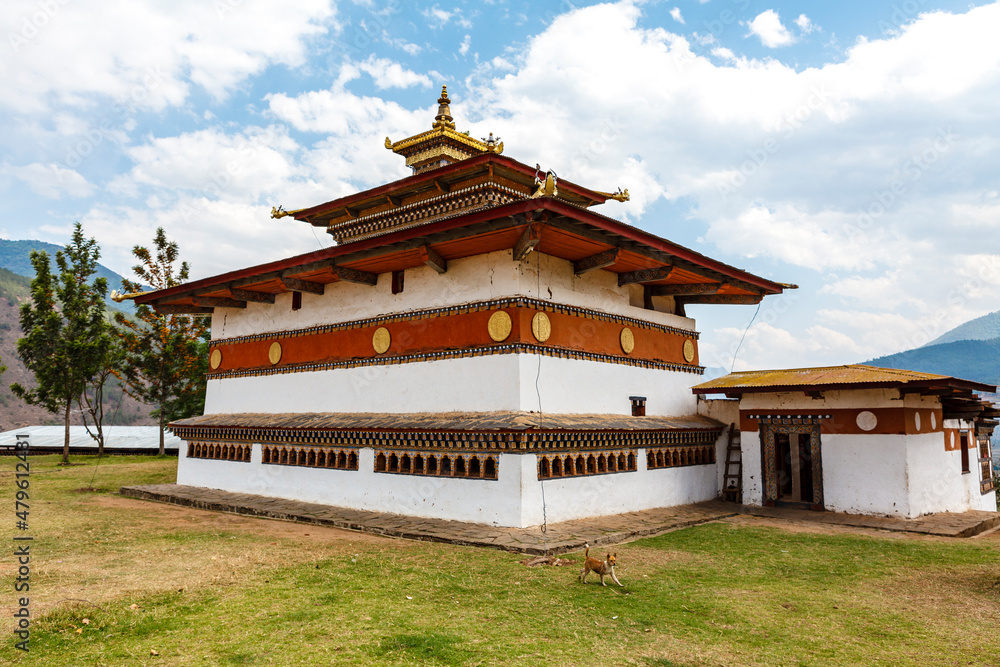 Exterior of Chimi Lhakhang monastery close to Punakha, Bhutan, Asia