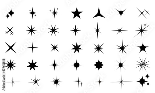 Stars collection. Star vector icons. Golden and Black set of Stars  isolated on transparent background. Star icon. Stars in modern simple flat style.