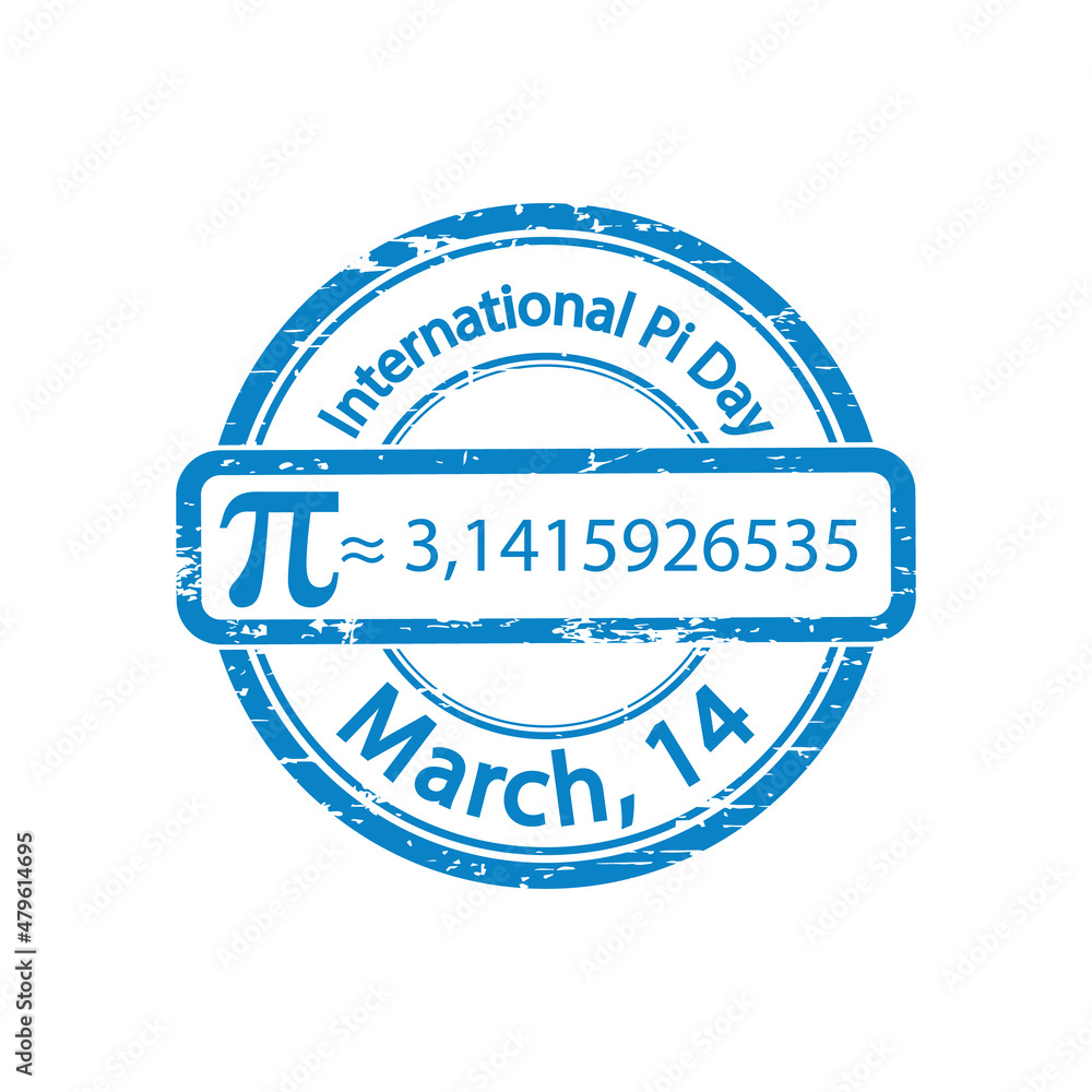 Fototapeta premium International Pi day vector stamp isolated on white background
