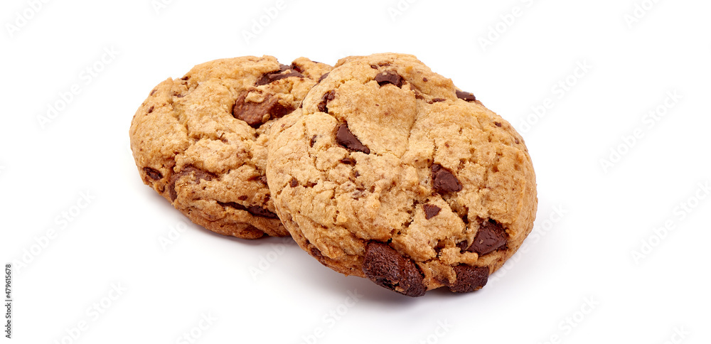 Chocolate chip cookies, isolated on white background. Chocolate chip cookies, isolated on white background.