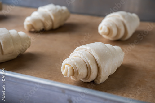 Unbaked Croissant in a baking tray