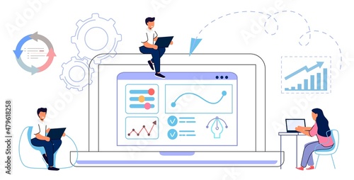 Workflow automation Workforce organization and management Business growth ways abstract concept vector illustration Project leadership Waterfall and agile Development team Productivity software