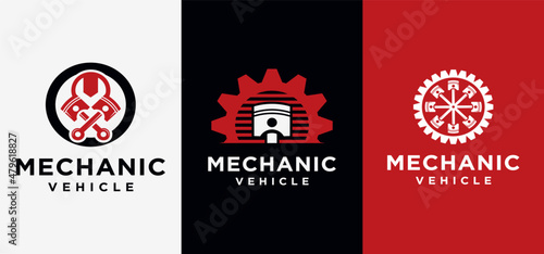 Mechanical technology logo fast engine vector logo automotive piston symbol vector engine repair logo