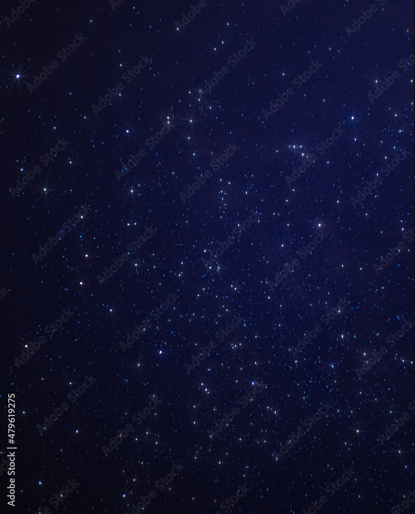 Background image of starry night sky. Image contains noise and grains due to high ISO and soft focus due to slow shutter.