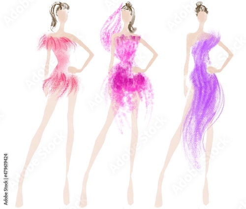Digital Fashion Illustration Woman in dress Fabric Textile