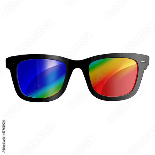 Black front sunglasses with colored lenses