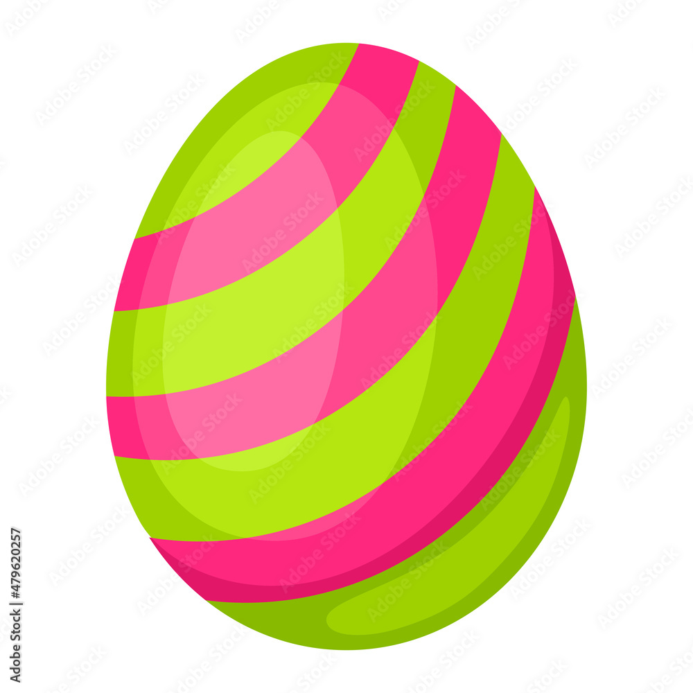 Illustration of Happy Easter decorative egg. Cartoon symbol of celebration.