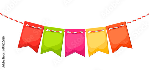 Illustration of paper flags garland. Decoration for celebration.