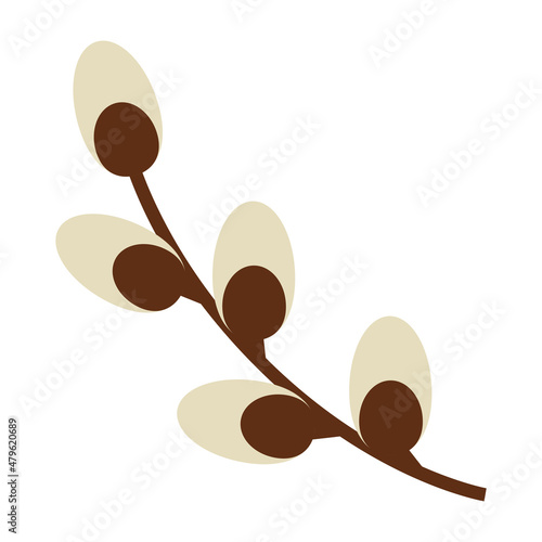 Illustration of Happy Easter willow branch. Symbol of celebration. Icon for design.