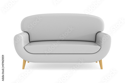 white leather sofa on white...