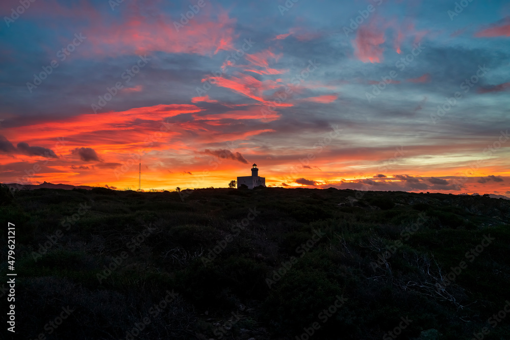 Sunset on the Capo Ferro lighthouse, Porto Cervo, Costa Smeralda - Sardinia