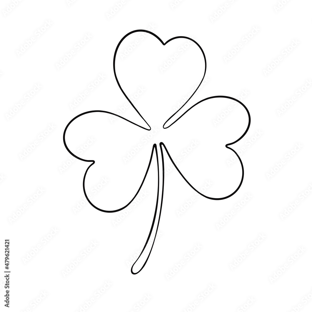 Clover sheet contour isolated on white background Clover sheet contour isolated on white background