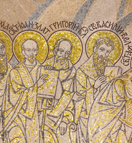 Icon of Three Hierarchs: Basil the Great, Gregory the Theologian, John Chrysostom photo
