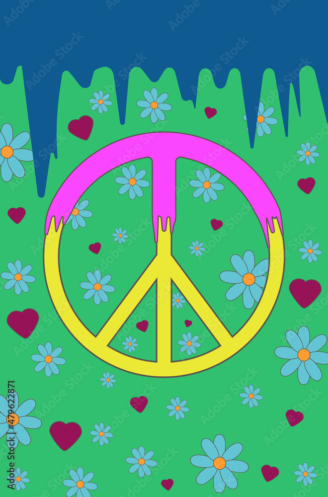 peace sign hippie retro background