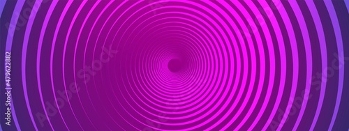 Vector abstract blue background. Color tunnel design. Texture of circles twisted into spiral, hypnosis, maze. Design of banner, poster for website, frame for social networks. Neon glow.
