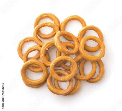 Top view of mini salted crispbread rings