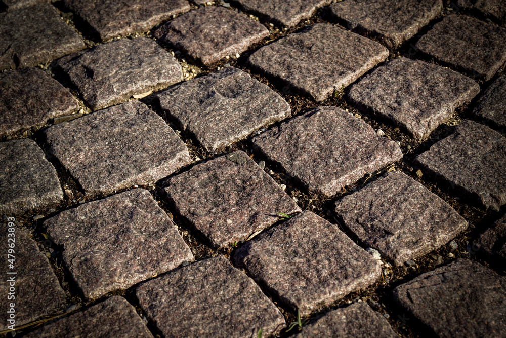 Paving stone road close up