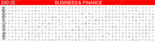 Big set of 500 Business icons. Business and Finance web icons. Vector business and finance editable stroke line icon set with money, bank, check, law, payment, wallet, deposit. Vector illustration.