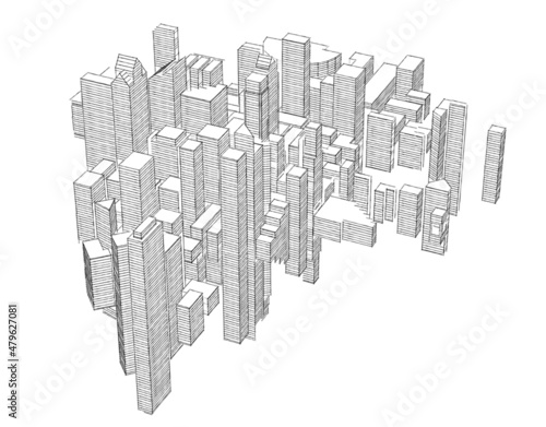 3d render of a city