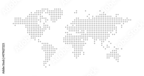 Fototapeta Naklejka Na Ścianę i Meble -  Vector world map template with crosses. Graphic design abstract art for business and travel. Stock vector illustration isolated on white background