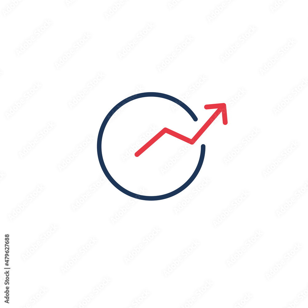 arrow out of circle indicates the growth direction. icon. Stock vector illustration isolated on white background arrow out of circle indicates the growth direction. icon. Stock vector illustration isolated on white background