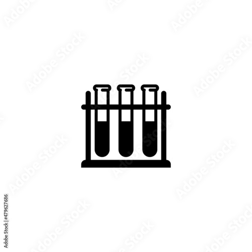 Test Tube Rack Glyph Icon Illustration, Solid Color Icon, Vector, Chemical Lab tools icon.