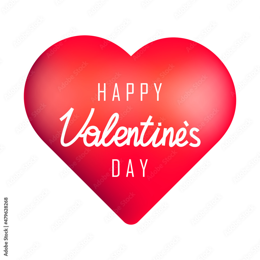 Valentine's day background. Vector concept illustration. 3d big red heart. Cute love sale banner, postcard, greeting card.