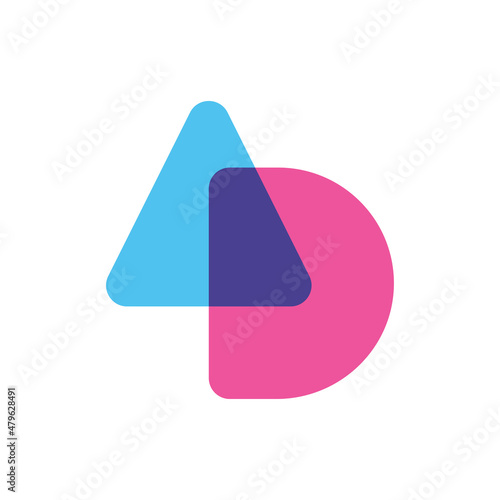Letter AD overlapping color logo template