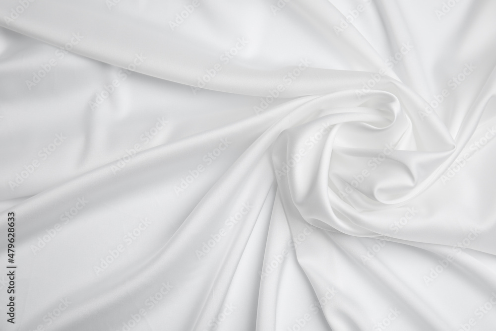 Fototapeta premium Texture of delicate white fabric as background, top view