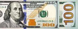 New 100 dollar bill, USA money, two sides of the largest denomination