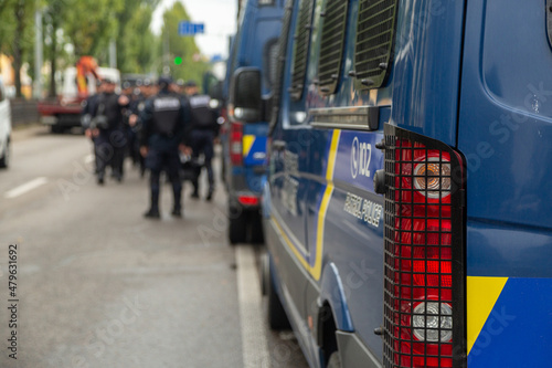 Police special bus to transport units. Kyiv, Ukraine.