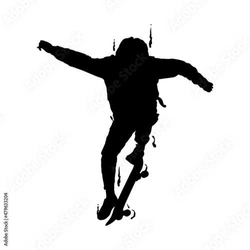Fotografija Splash silhouette ollie skateboarding vector