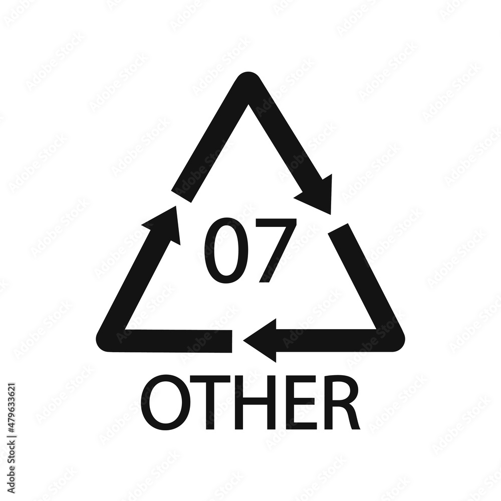 OTHER 07 recycling code symbol. Plastic recycling vector polyethylene sign. OTHER 07 recycling code symbol. Plastic recycling vector polyethylene sign.