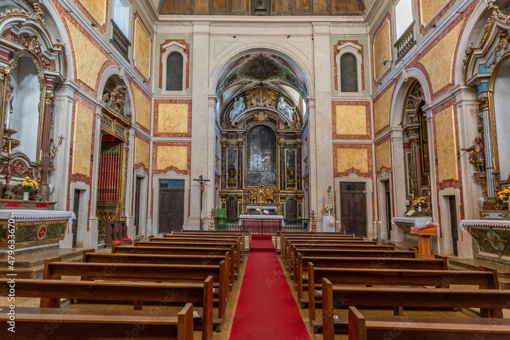 Interior of a typical church in Lisbon, Portugal