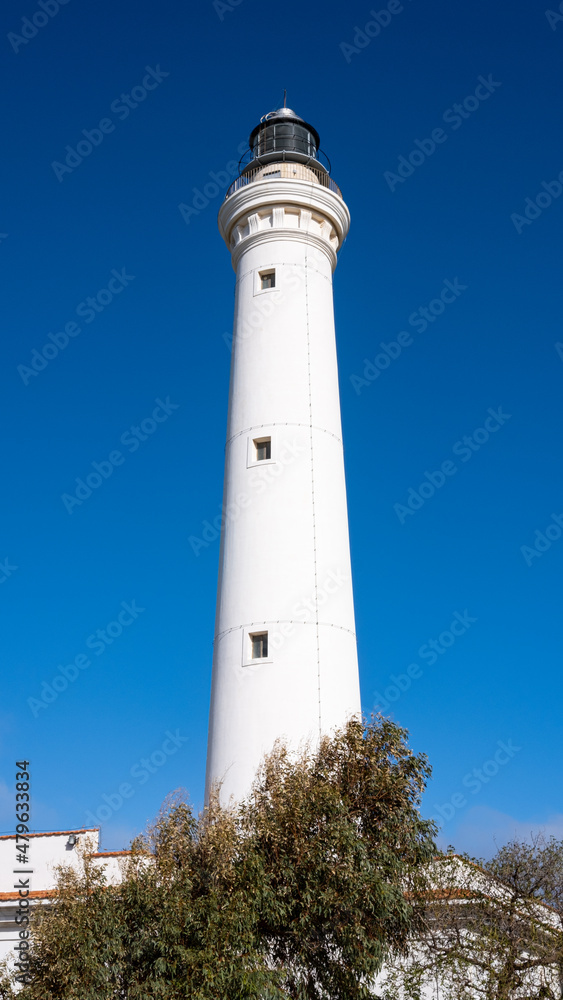 Lighthouse of San Vito Lo Capo, Sicily, Italy. lighthouse with blue sky on the bottom.