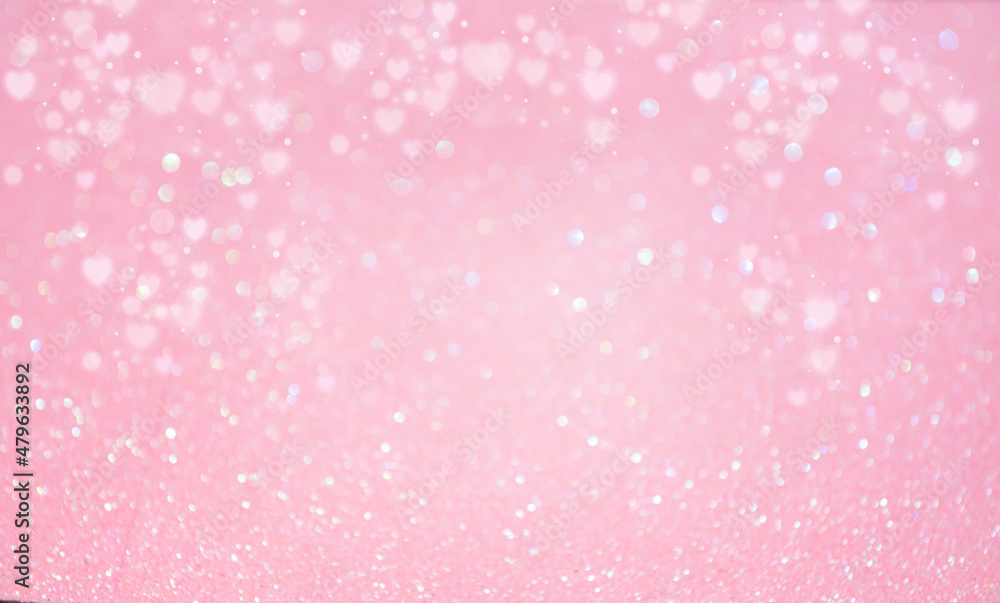 Defocus light background pink with bokeh of hearts Defocus light background pink with bokeh of hearts
