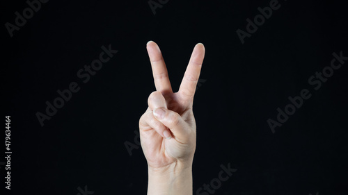 Sign language, the alphabet letter: V