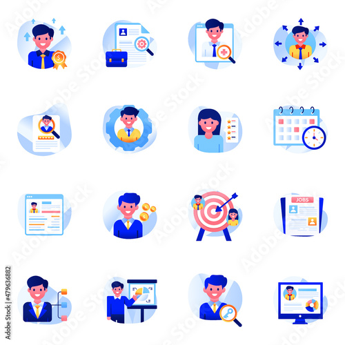 Pack of Human Resource Flat Icons

